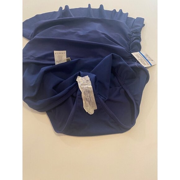 24th & Ocean Solid Mid Waist Skirted Swim Bottom Cheeky - Blue / XL - Picture 6 of 8